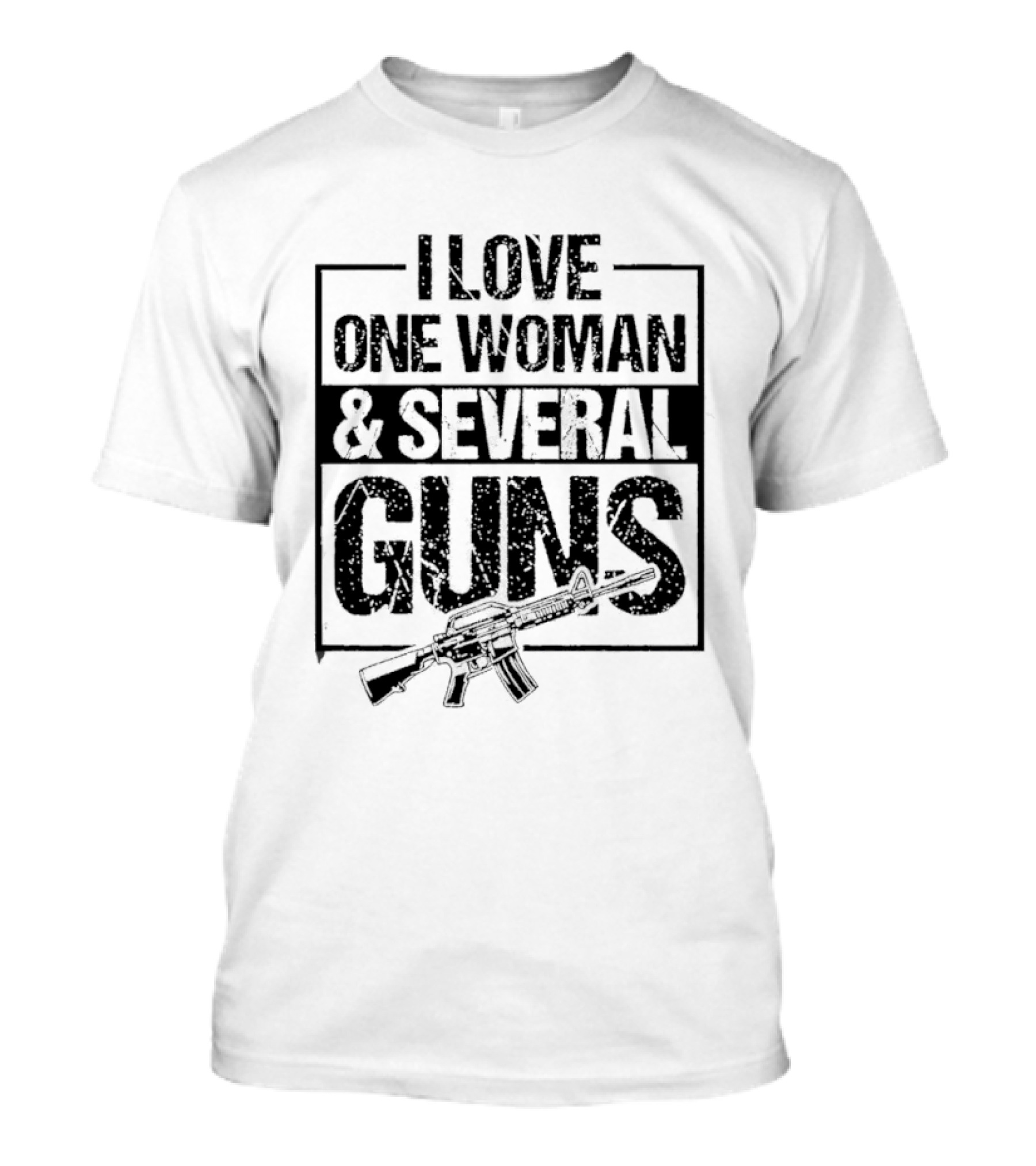 I Love One Woman And Several Guns Vintage American Flag And Bullet Pistols T-Shirt