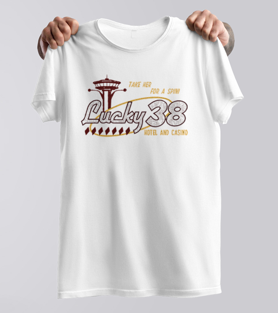 Lucky 38 Take Her For A Spin Hotel And Casino Vintage Retro Casino Vibes T-Shirt