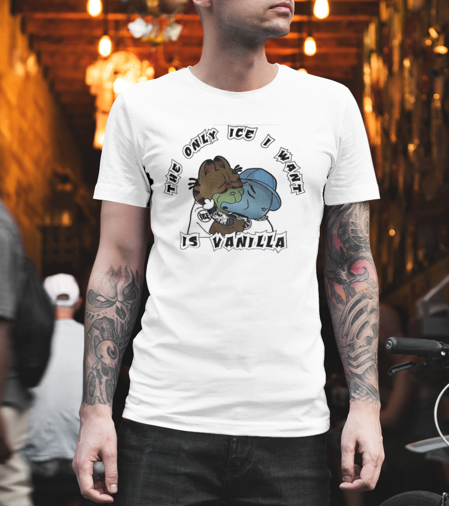 Orange Cat The Only Ice I Want Is Vanilla Hugging T-Shirt