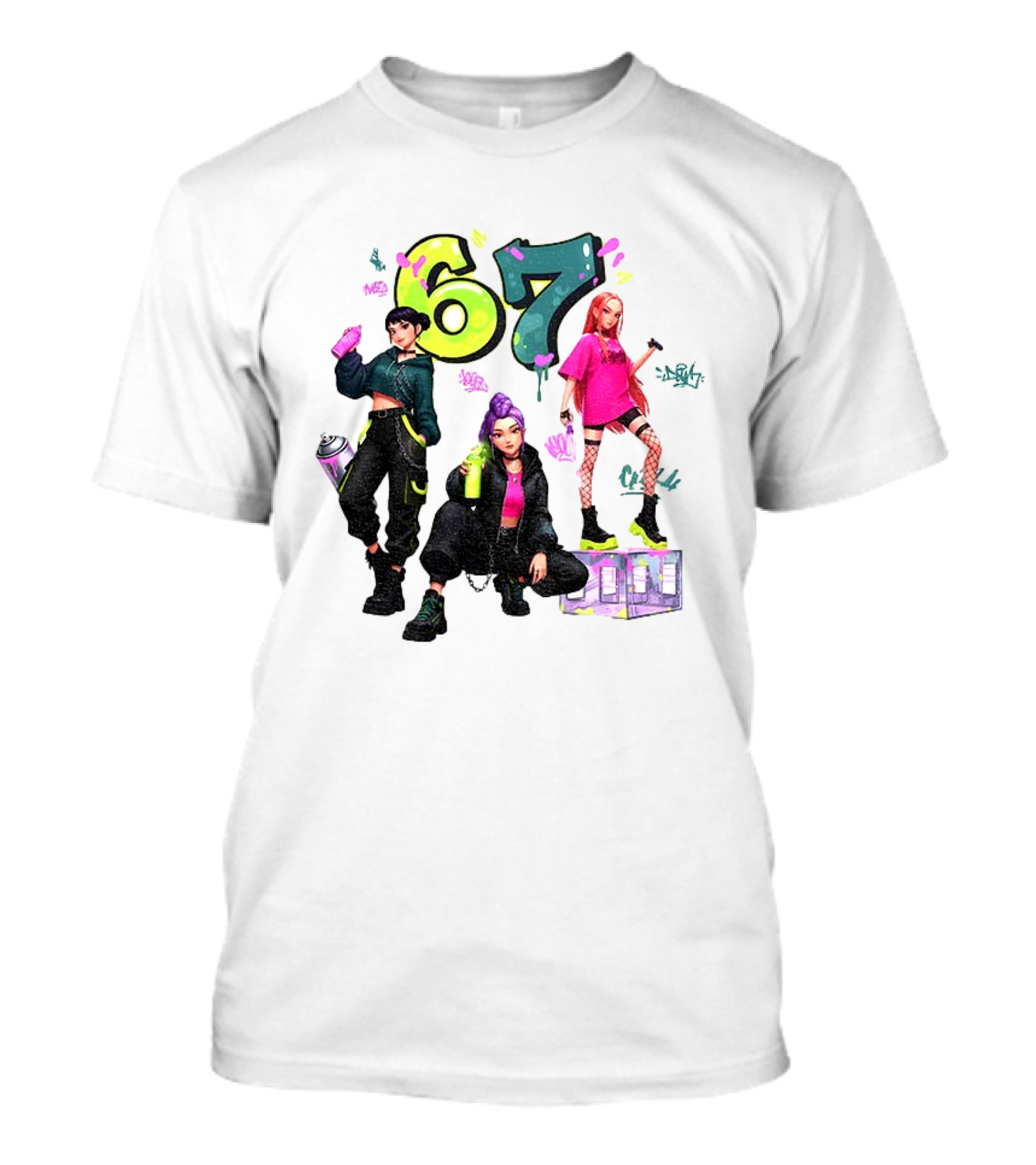Six Seven 67 Graffiti Kpop Huntrix Girls Band Meme T-Shirt