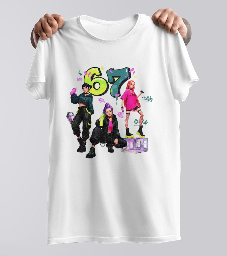Six Seven 67 Graffiti Kpop Huntrix Girls Band Meme T-Shirt