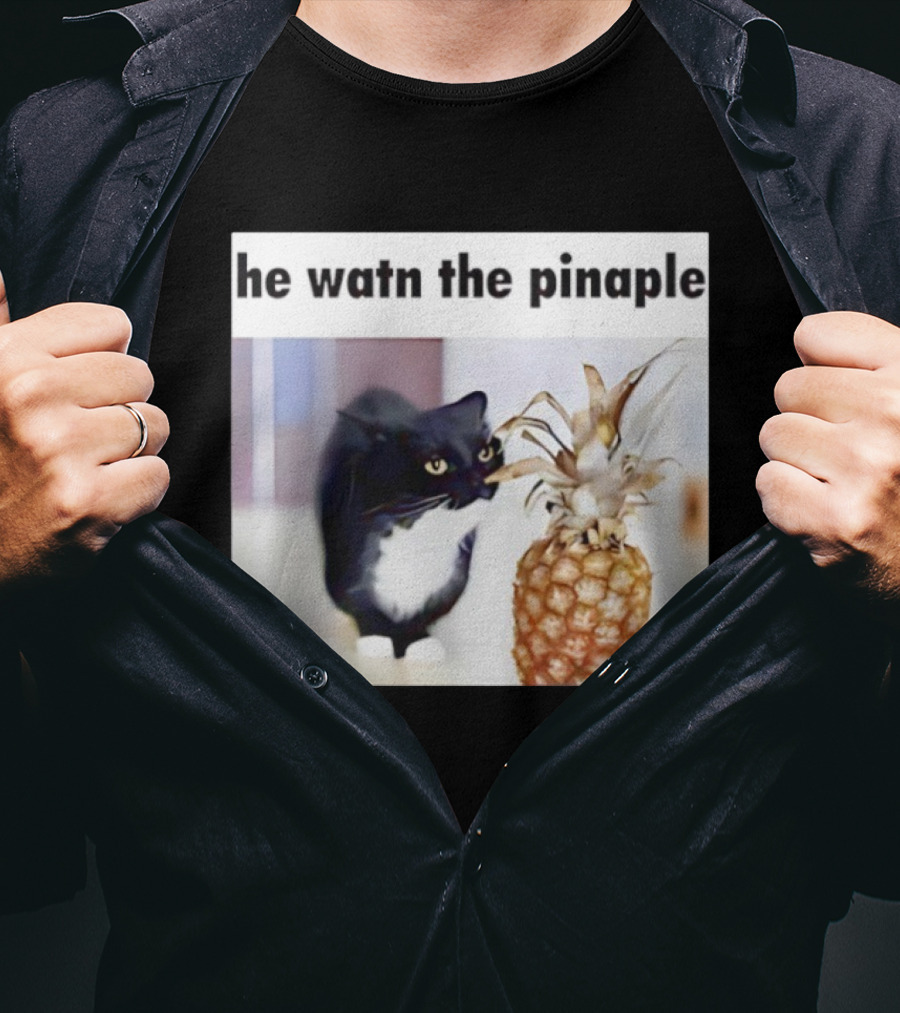 He Watn The Pinaple Black Cat And Pineapple T-Shirt