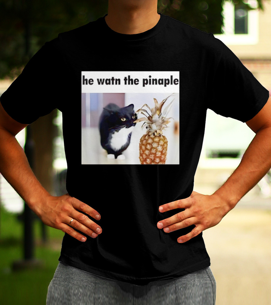 He Watn The Pinaple Black Cat And Pineapple T-Shirt