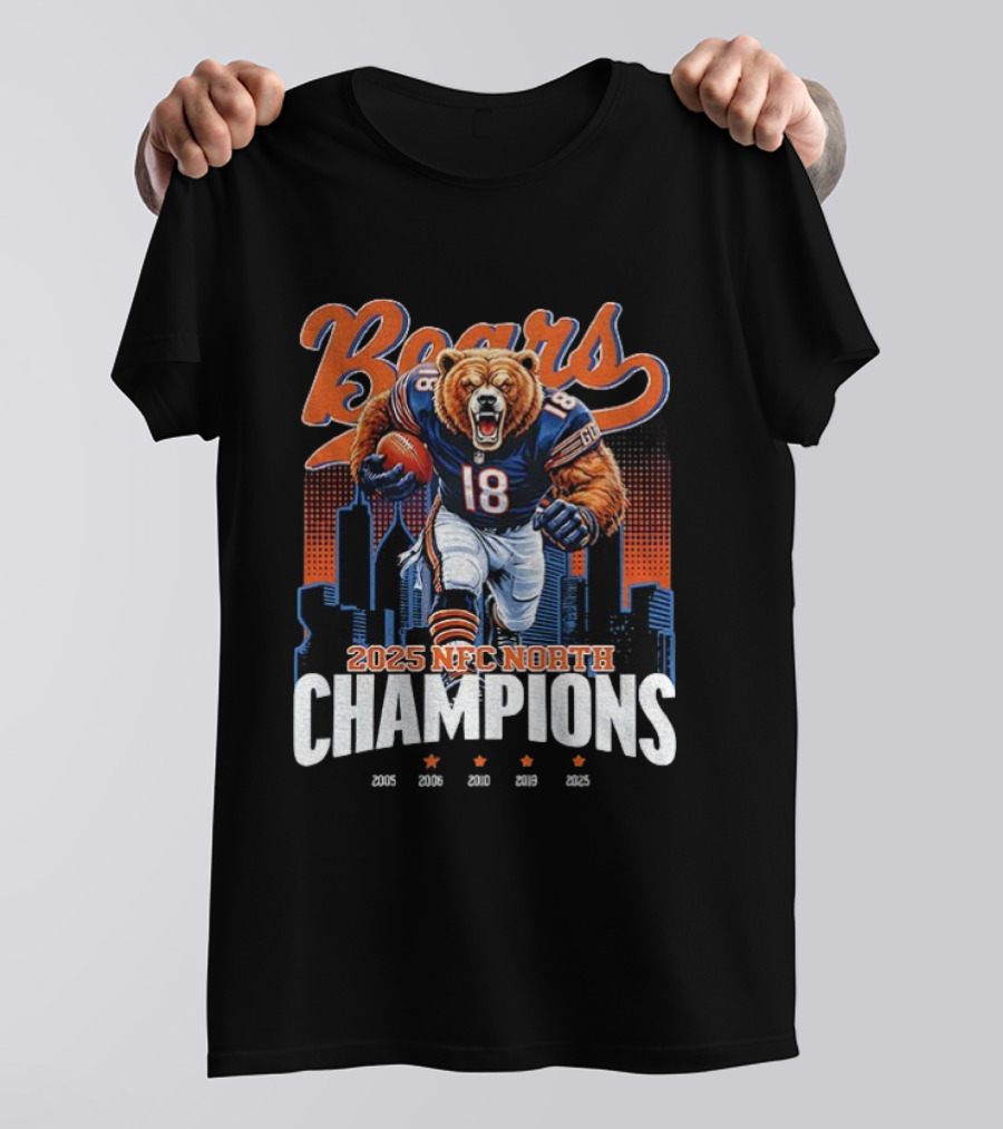 Chicago Bears NFC North Champions 2025 Football Team Victory Celebration T-Shirt