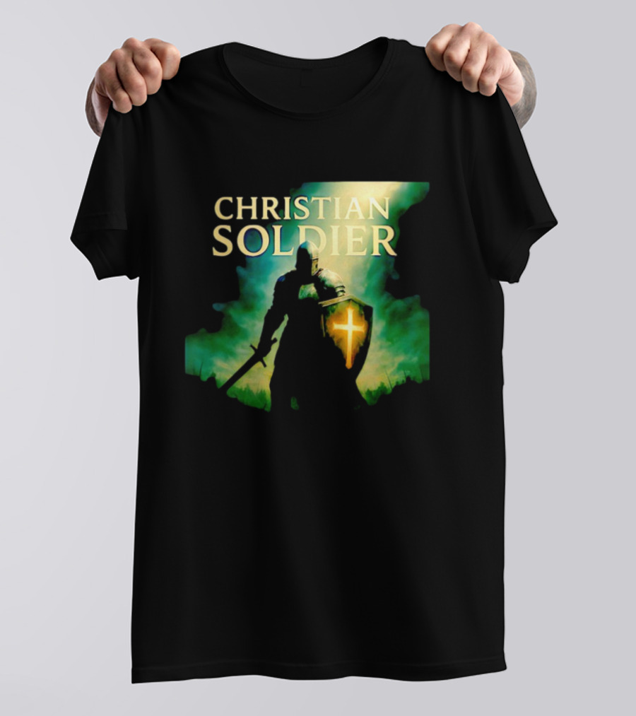 Christian Soldier Knight Shield Cross Iconic Warrior T-Shirt