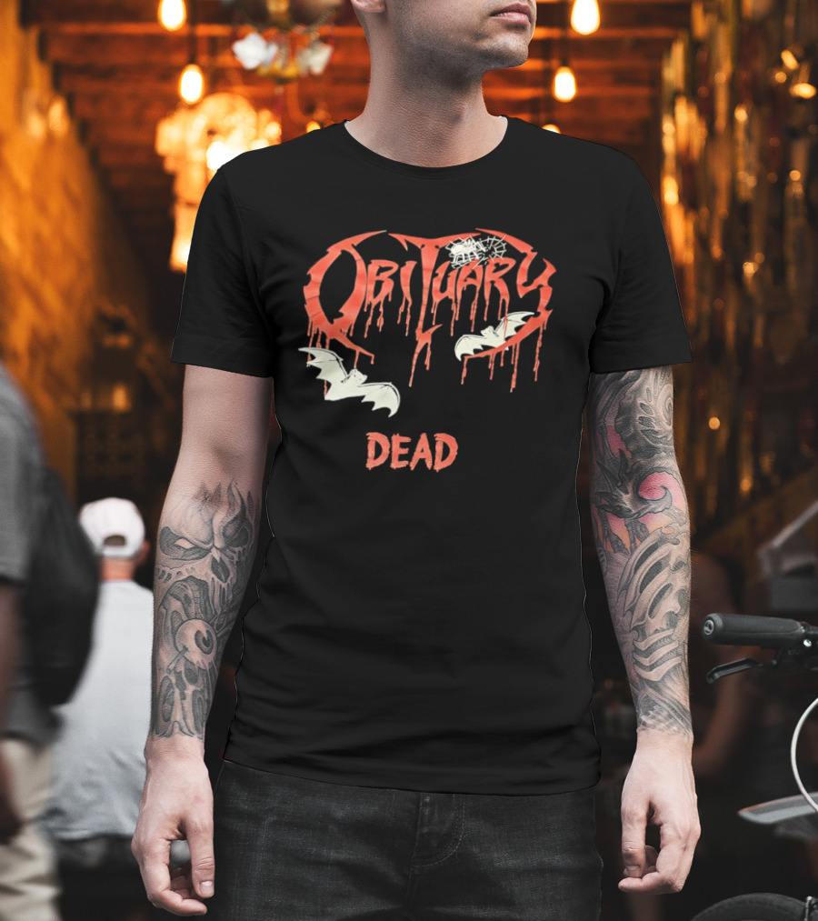 Obituary Dead With Dripping Letters And Flying Bats T-Shirt