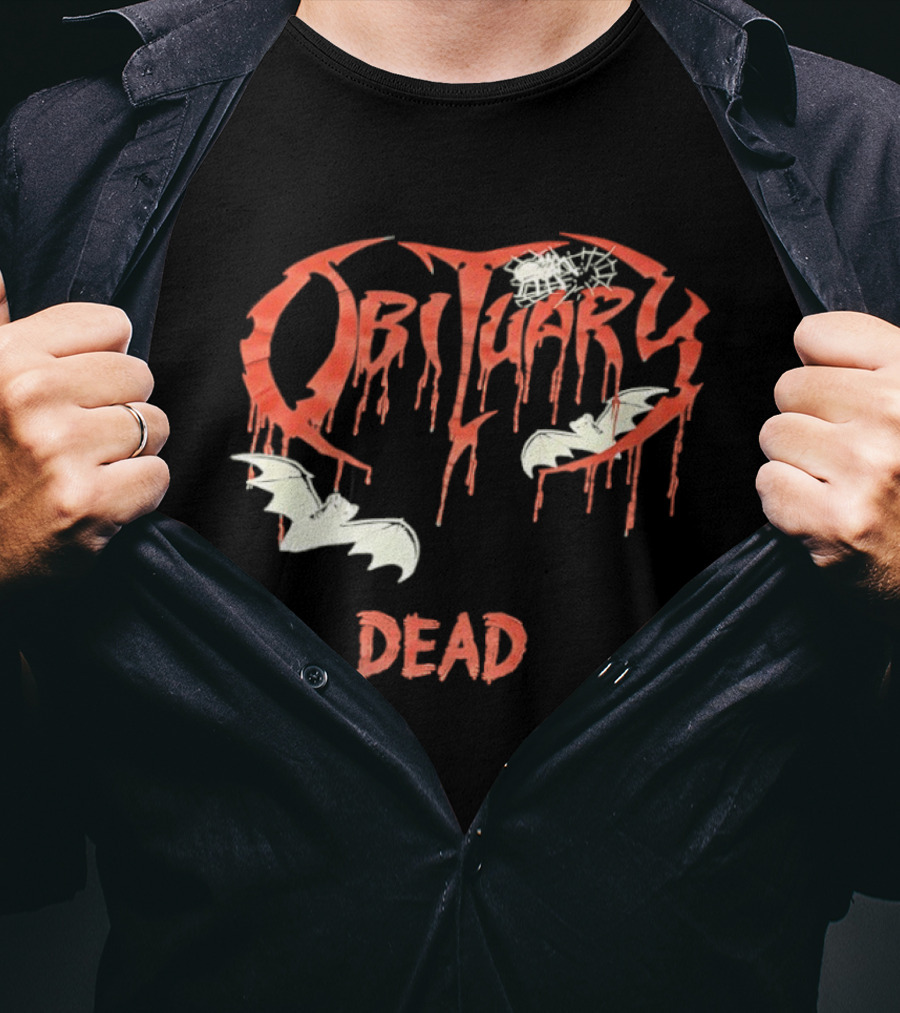 Obituary Dead With Dripping Letters And Flying Bats T-Shirt
