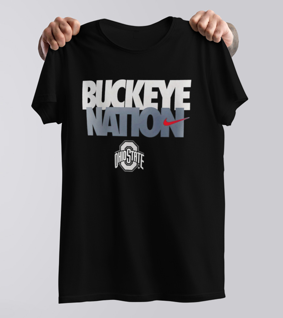 Buckeye Nation Ohio State O H I O Nike Swoosh Collegiate Gear T-Shirt