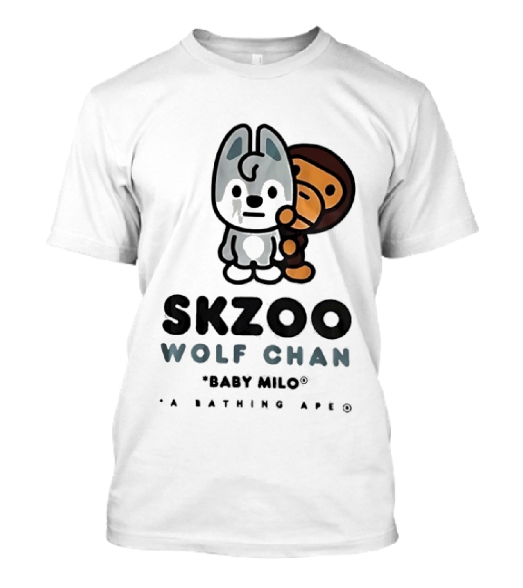 SKZOO Wolf Chan Baby Milo BAPE Stray Kids Collaboration T-Shirt