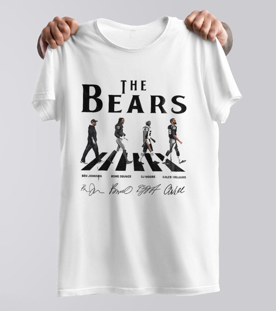Ben Johnson Rome Odunze DJ Moore Caleb Williams Chicago Bears Abbey Road Signatures T-Shirt