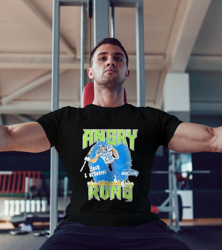 Seattle Seahawks Zach Charbonnet Angry Runs NFL Football 26 Seahawks Fan Gear T-Shirt