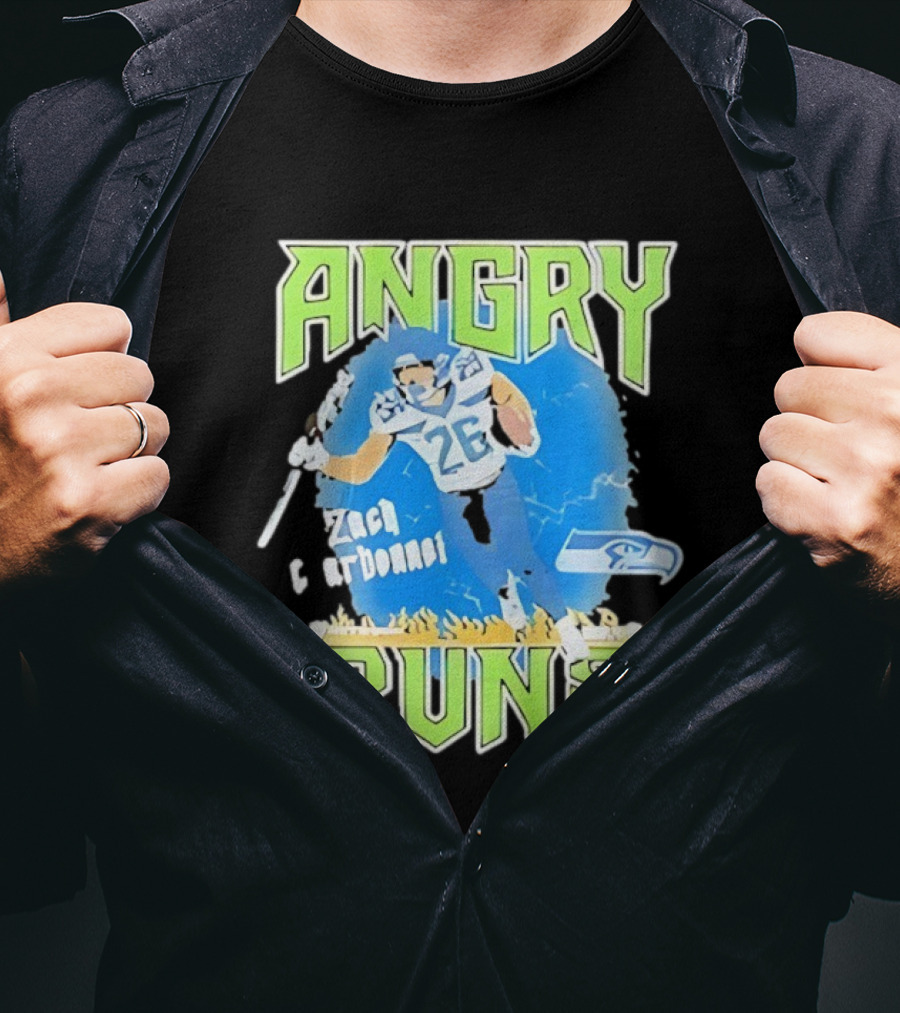Seattle Seahawks Zach Charbonnet Angry Runs NFL Football 26 Seahawks Fan Gear T-Shirt