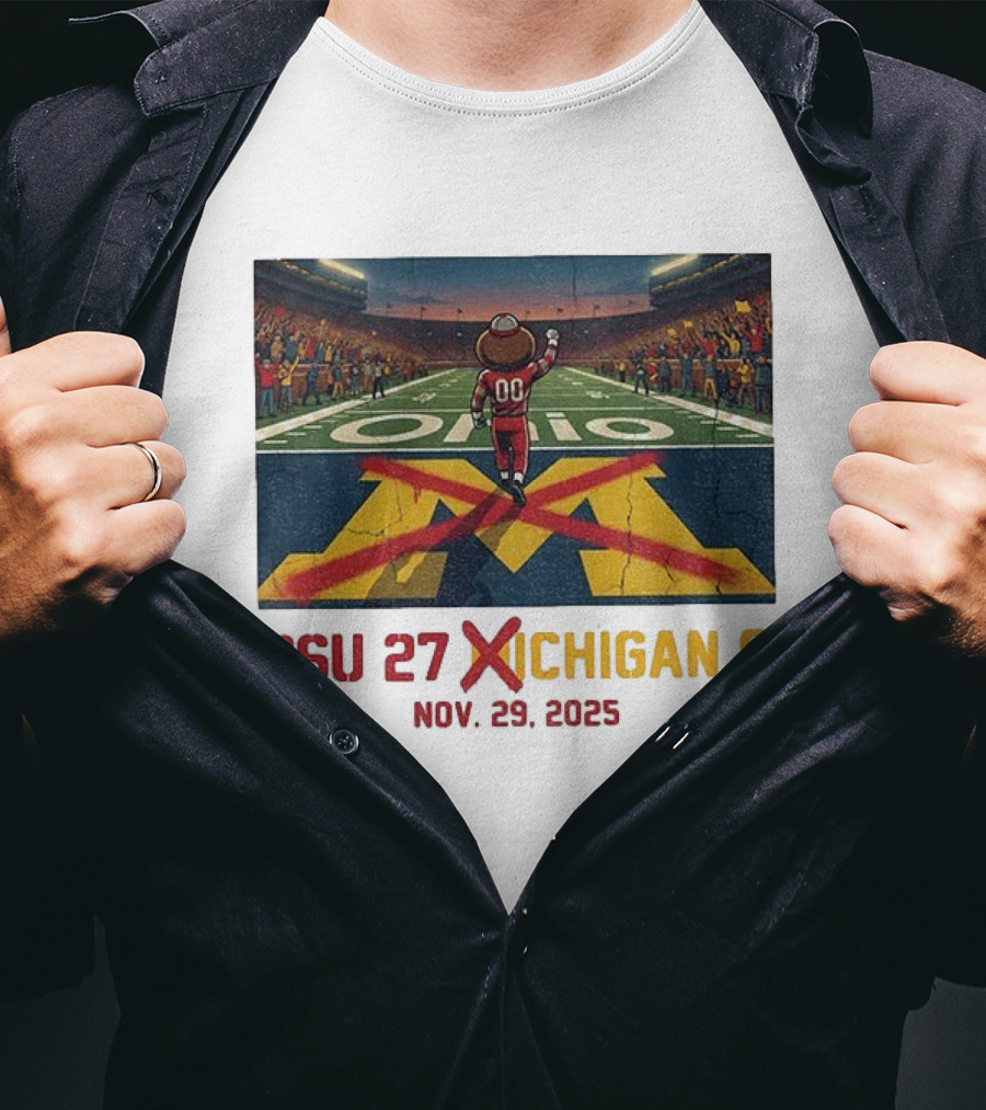 Brutus Ohio State Vs Michigan Erase The M OSU 27 Michigan 9 Nov 29 2025 T-Shirt