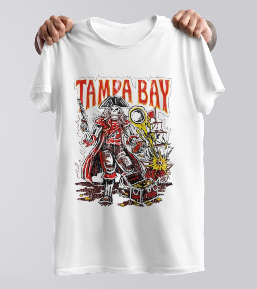 Tampa Bay Pirate Skeleton Exploding Cannonball T-Shirt