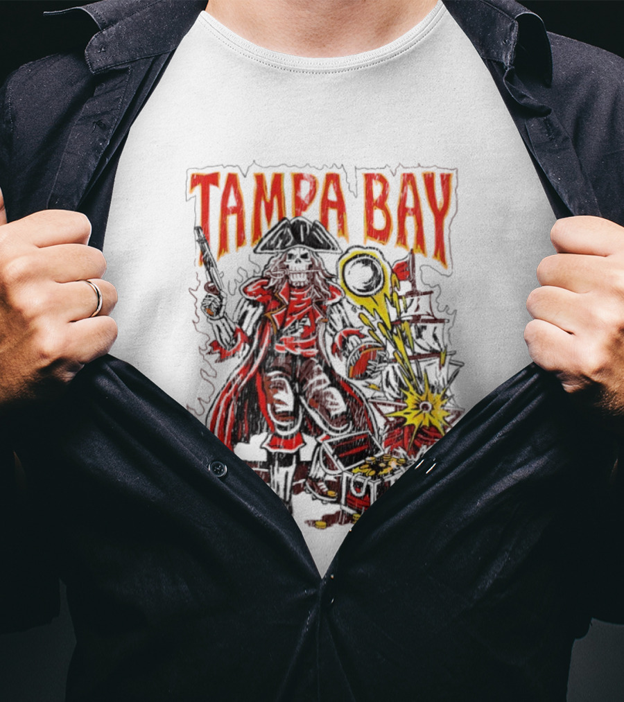 Tampa Bay Pirate Skeleton Exploding Cannonball T-Shirt