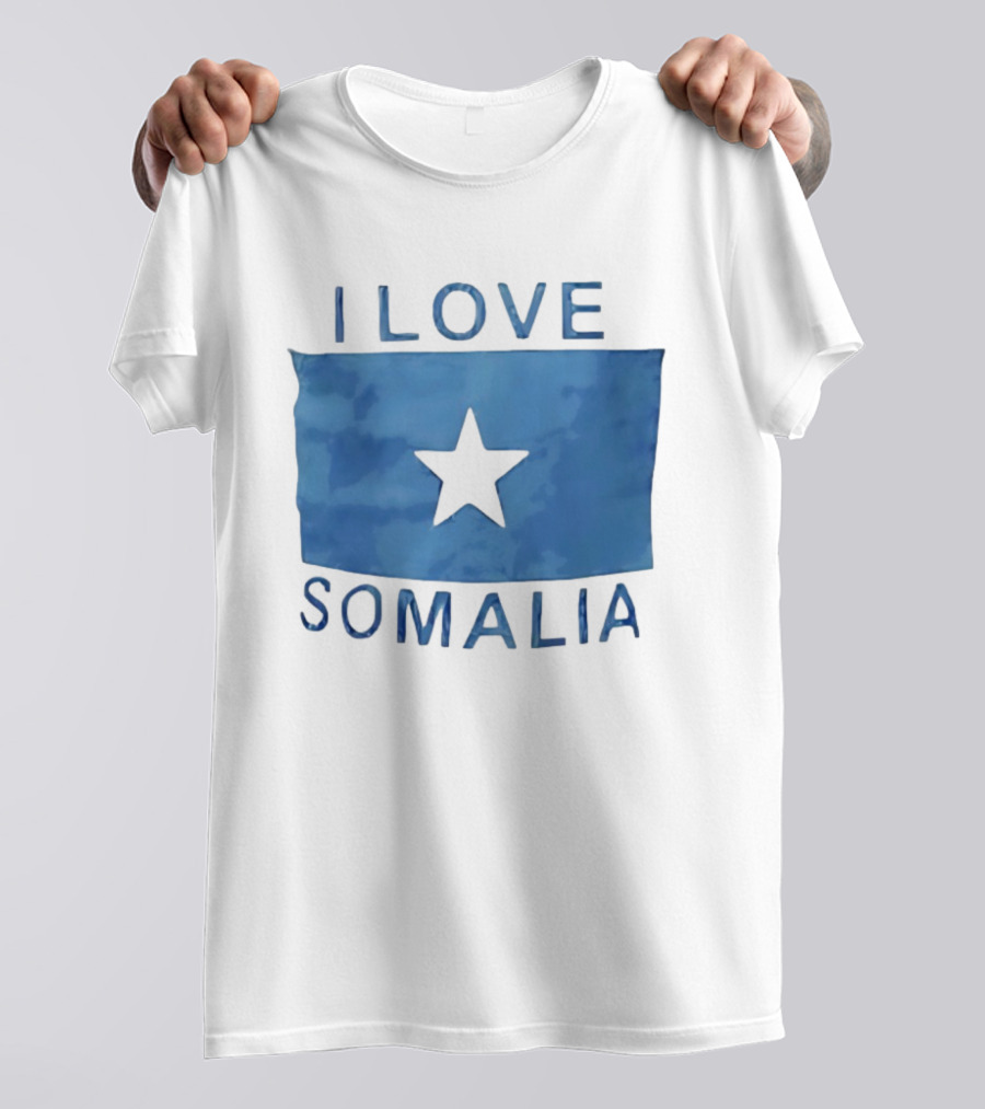 I Love Somalia Flag Blue Star T-Shirt