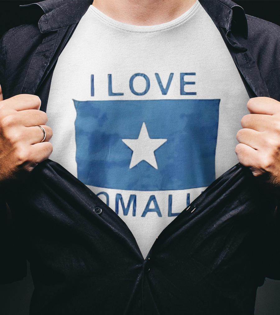 I Love Somalia Flag Blue Star T-Shirt