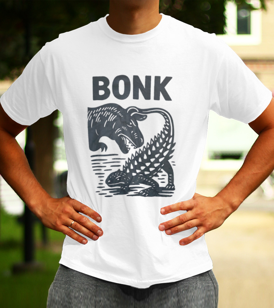 Late Cretaceous Dinosaur Bonk Scene With Spinosaurus And Ankylosaurus T-Shirt