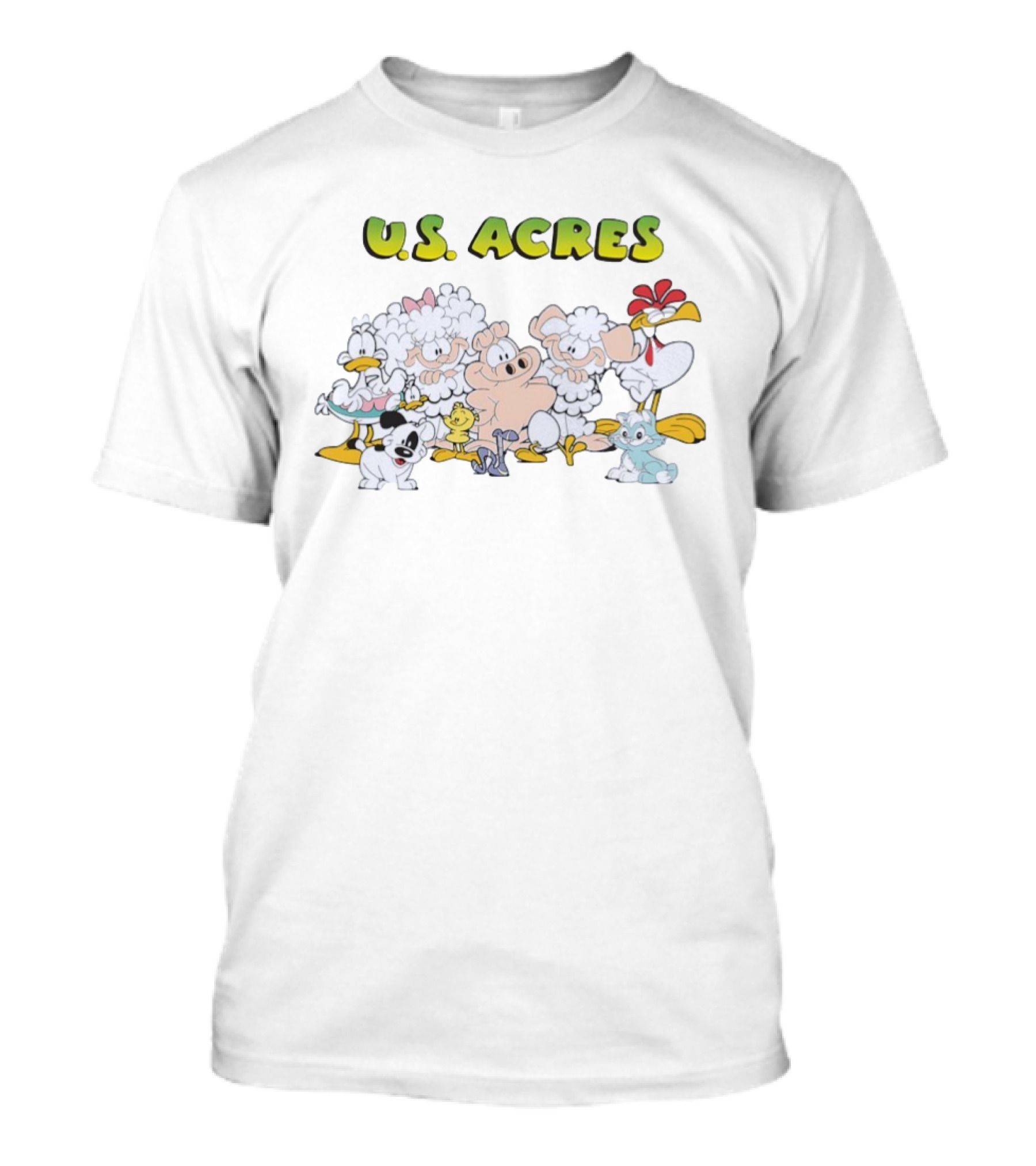 U.S. Acres Wade Orson Roy Lanolin Booker Sheldon Bo Sheep Egghead Cartoon Characters T-Shirt