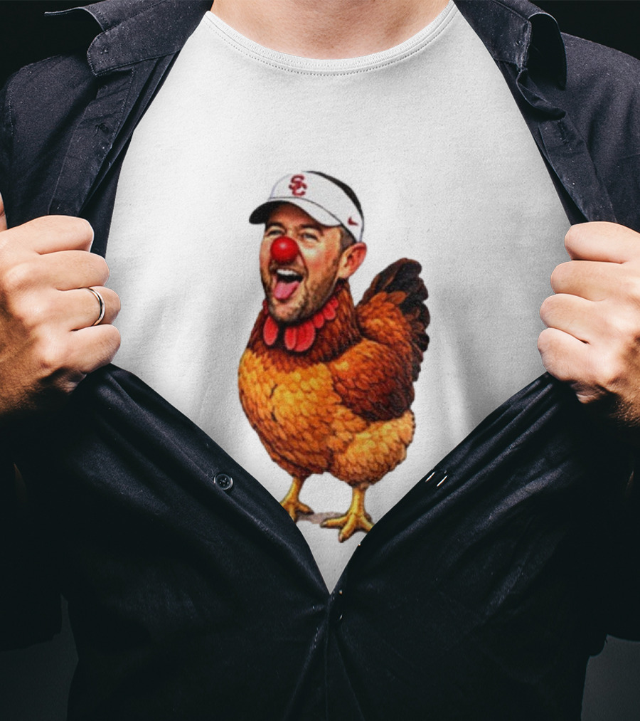 USC Coach Lincoln Riley Chicken Parody With Red Nose Clown Face T-Shirt