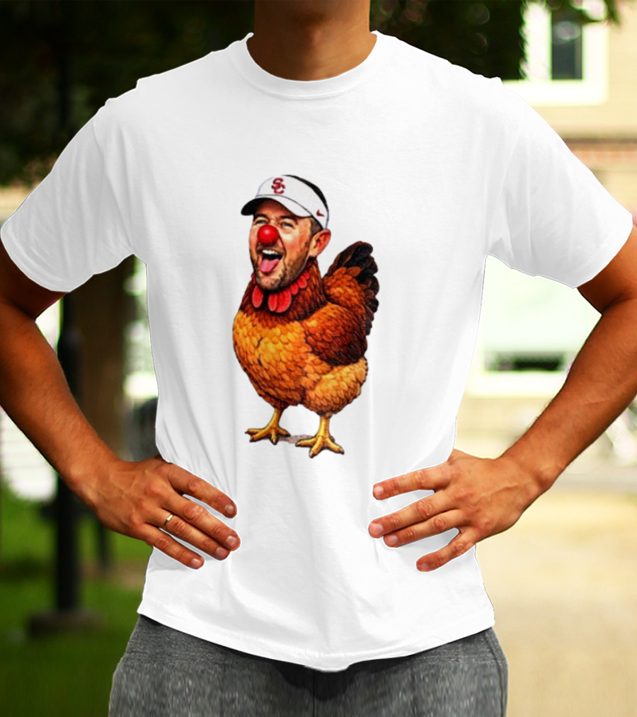 USC Coach Lincoln Riley Chicken Parody With Red Nose Clown Face T-Shirt