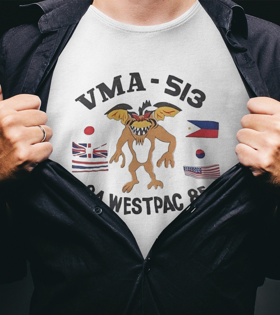 VMA 513 84 Westpac 85 Devil Creature With Flags T-Shirt
