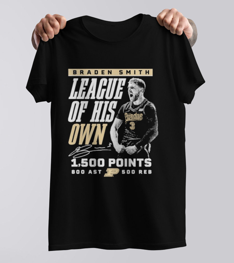 Braden Smith League Of His Own 1500 Points 800 Ast 500 Reb Purdue Boilermakers T-Shirt