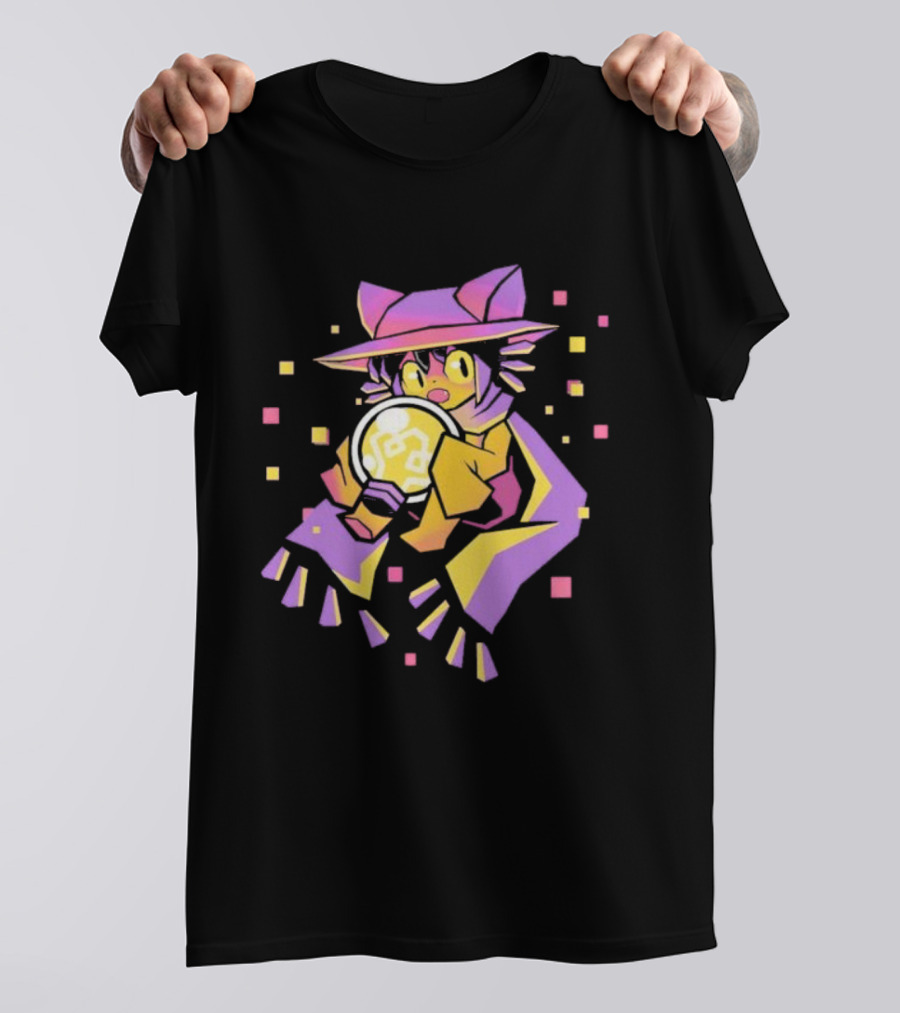 OneShot Niko Holding Lightbulb Pixel Art Purple Yellow T-Shirt