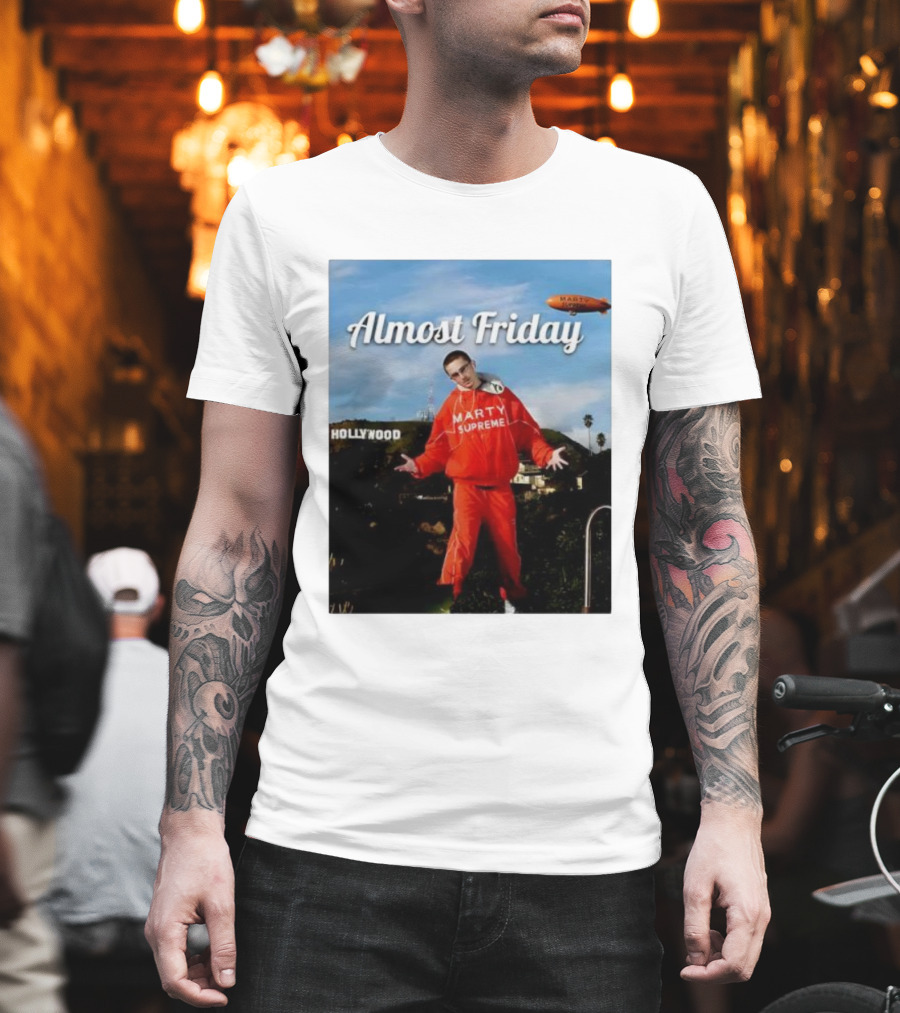 Almost Friday Marty Supreme Hollywood Hills Sky Blimp T-Shirt