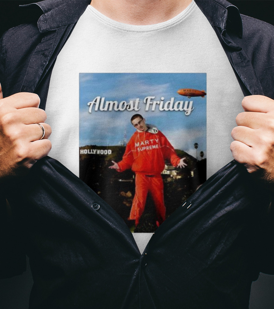 Almost Friday Marty Supreme Hollywood Hills Sky Blimp T-Shirt