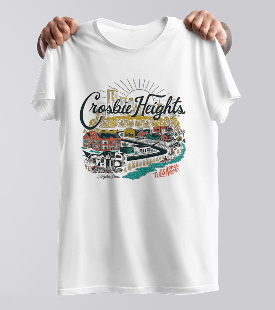 Crosbie Heights Tulsa City Riverfront Neighborhood Scene T-Shirt