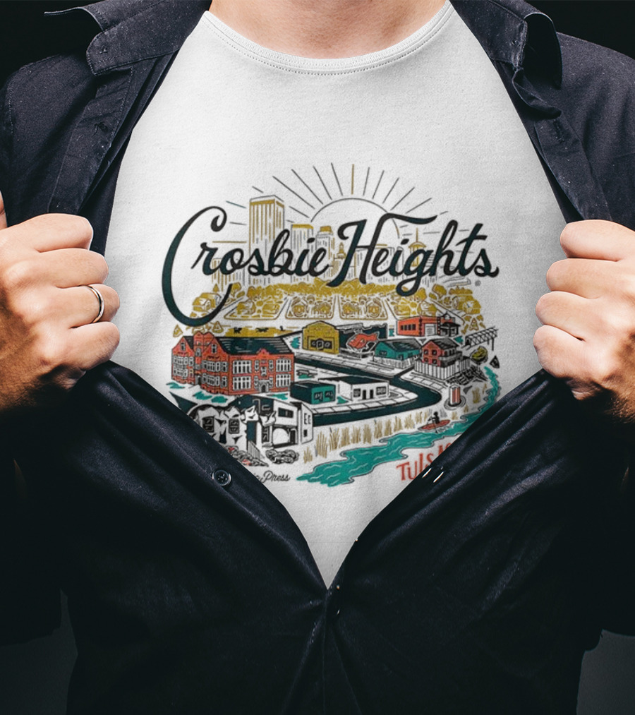 Crosbie Heights Tulsa City Riverfront Neighborhood Scene T-Shirt
