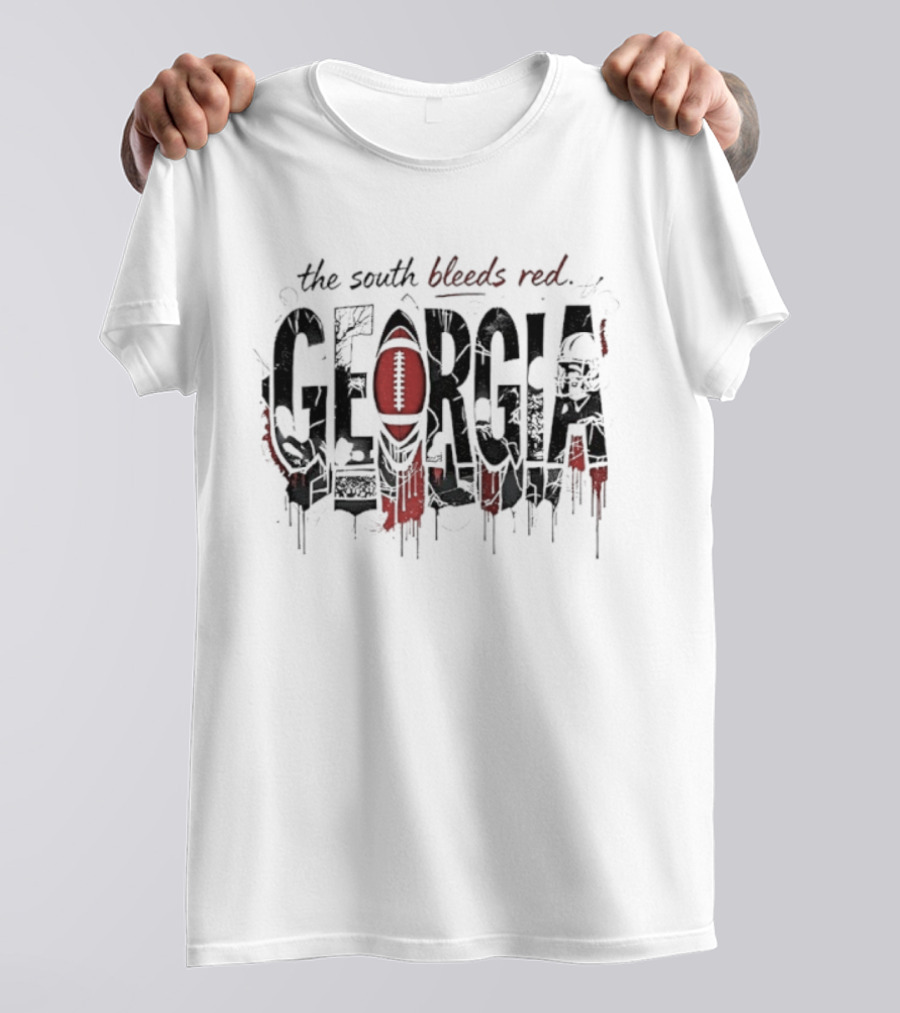 Georgia Bulldogs Football The South Bleeds Red Lights T-Shirt