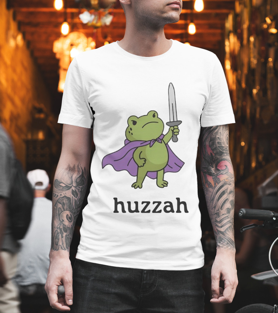 Huzzah Frog Purple Cloak Sword T-Shirt