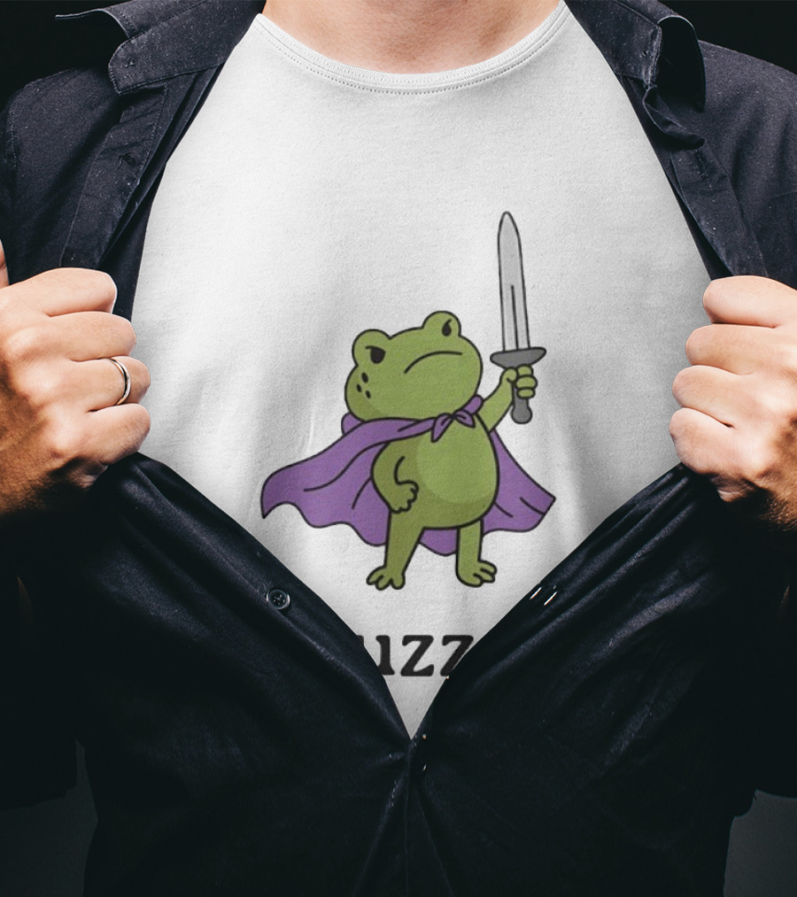 Huzzah Frog Purple Cloak Sword T-Shirt