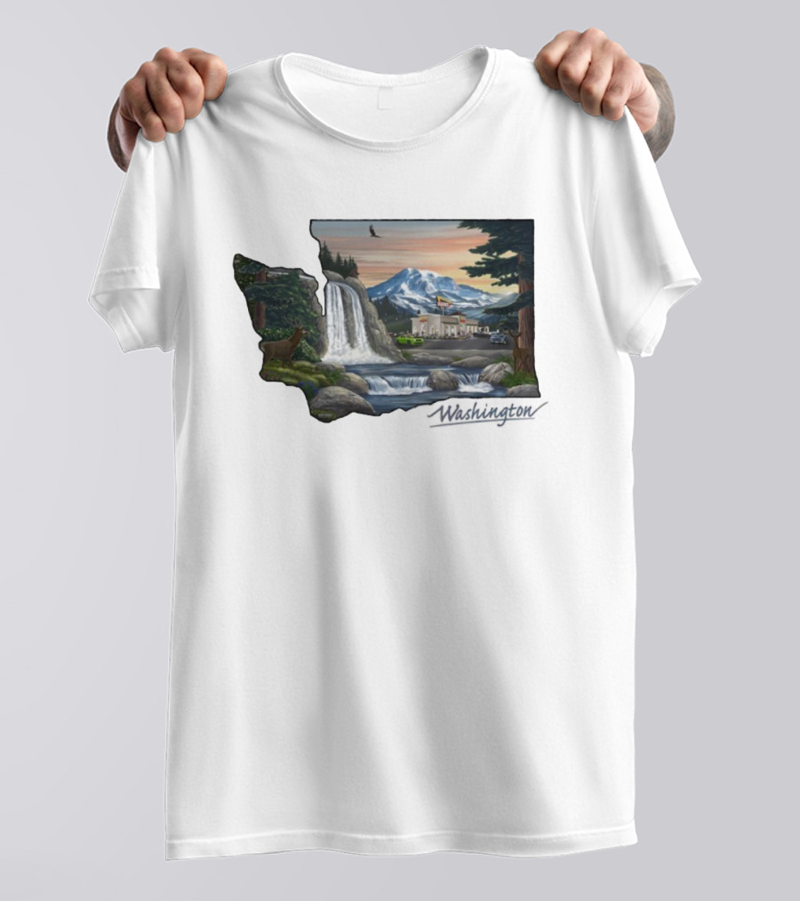 In N Out Burger Mount St Helens Washington Waterfall Scenery T-Shirt