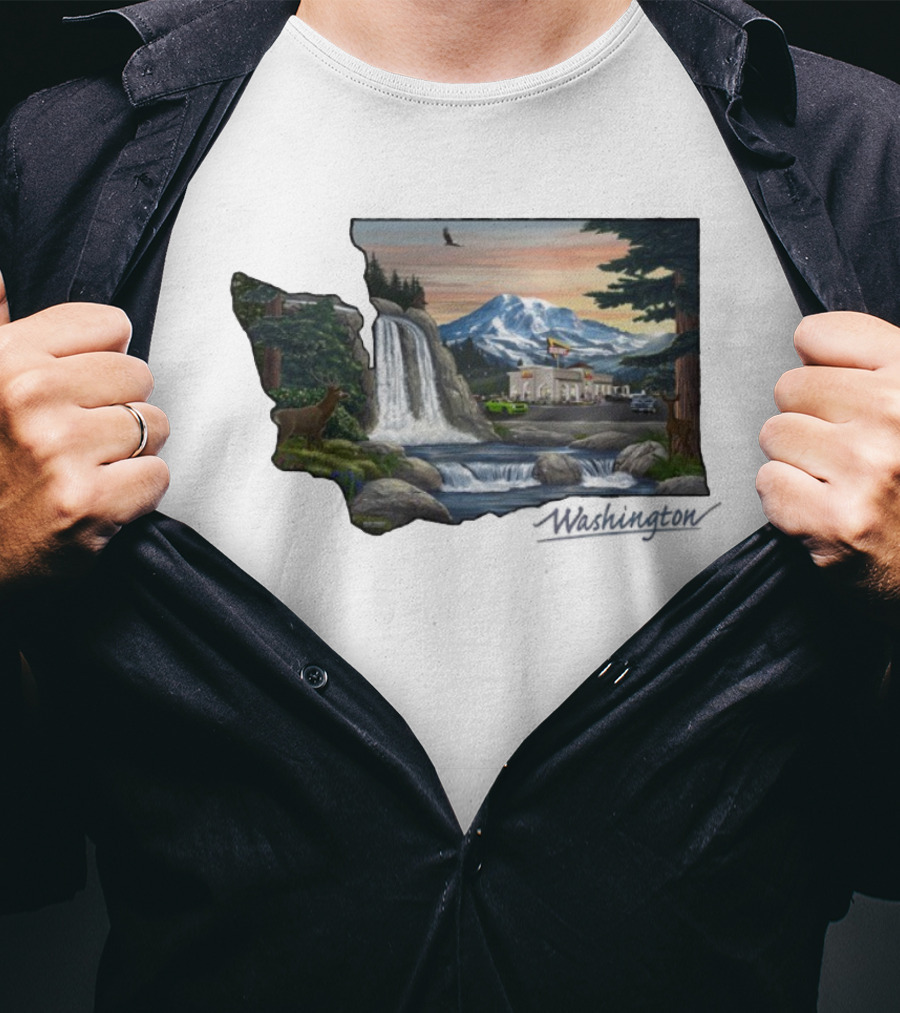 In N Out Burger Mount St Helens Washington Waterfall Scenery T-Shirt