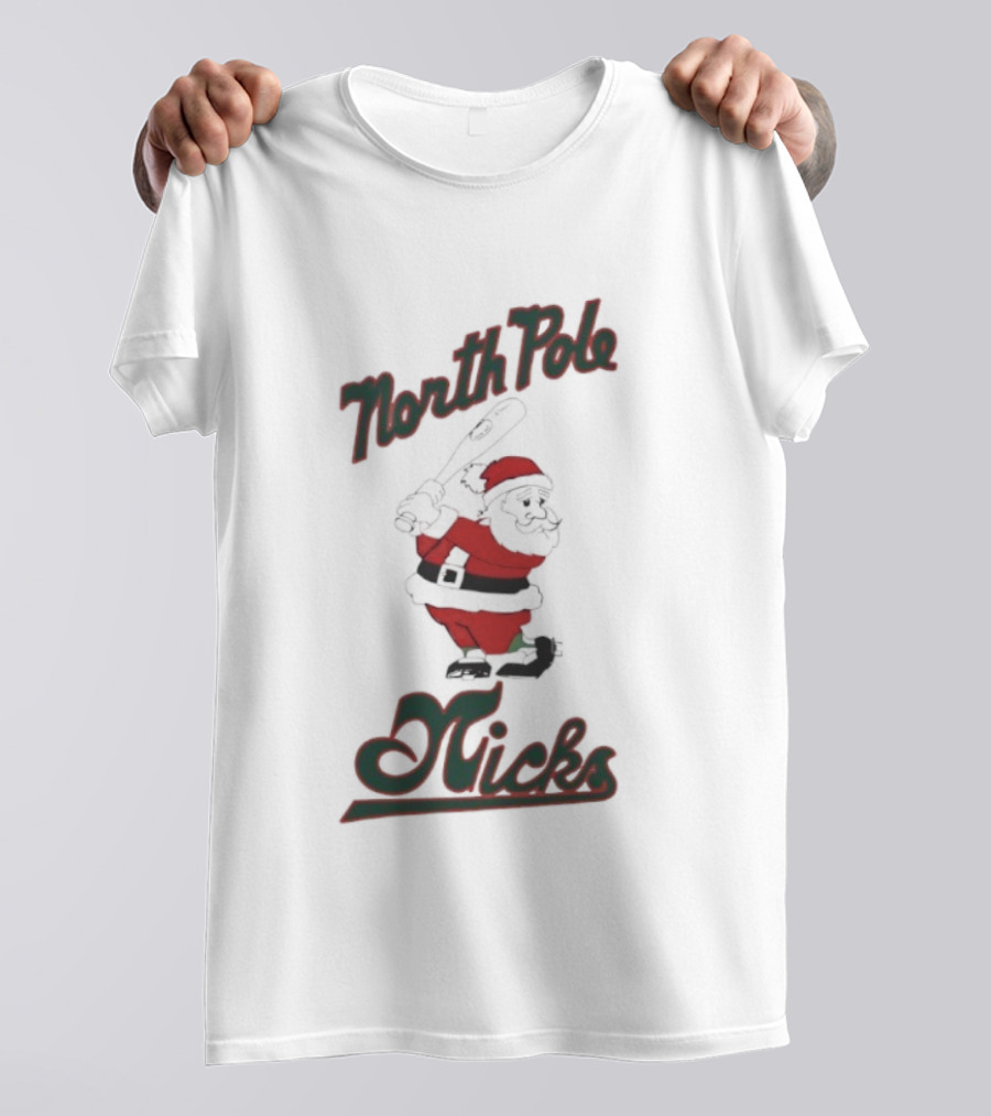 North Pole Nicks Santa Christmas Noir T-Shirt