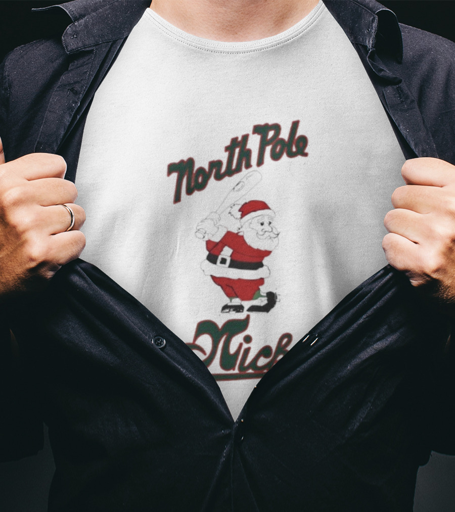 North Pole Nicks Santa Christmas Noir T-Shirt