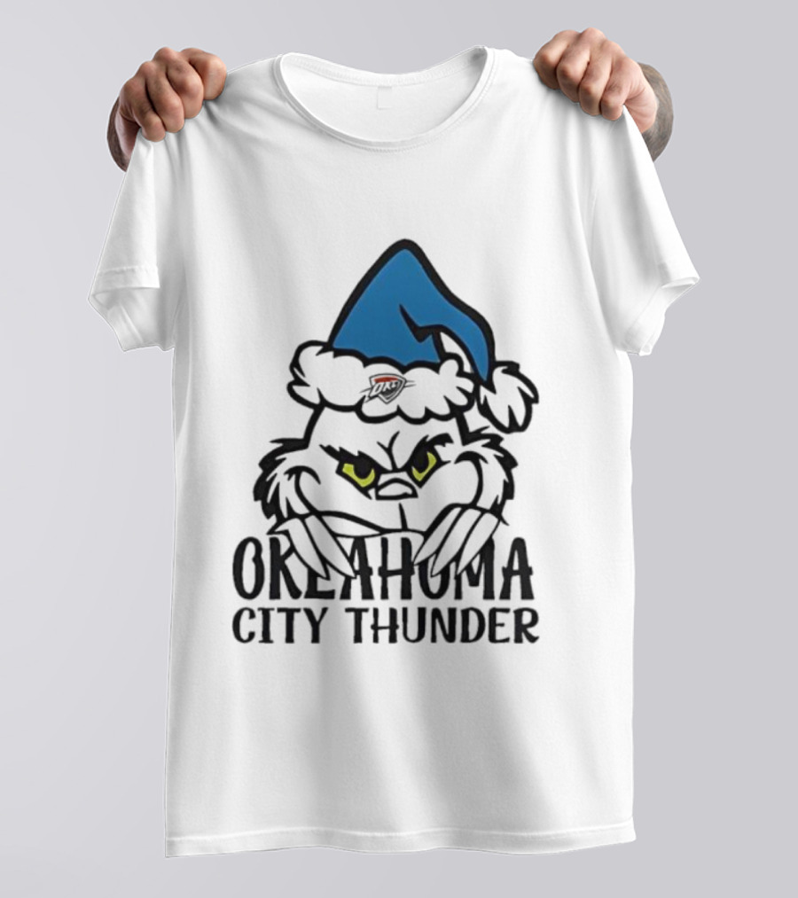 Okahoma City Thunder Grinch Holiday Santa Hat Christmas T-Shirt