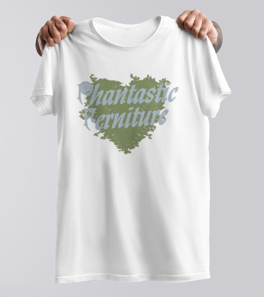 Phantastic Ferniture Green Heart Textured Lettering T-Shirt