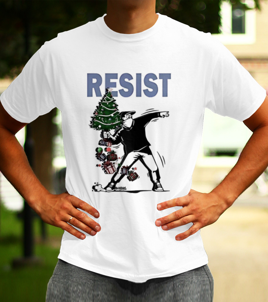 Resist Christmas Tree Throwing Festive Revolution T-Shirt