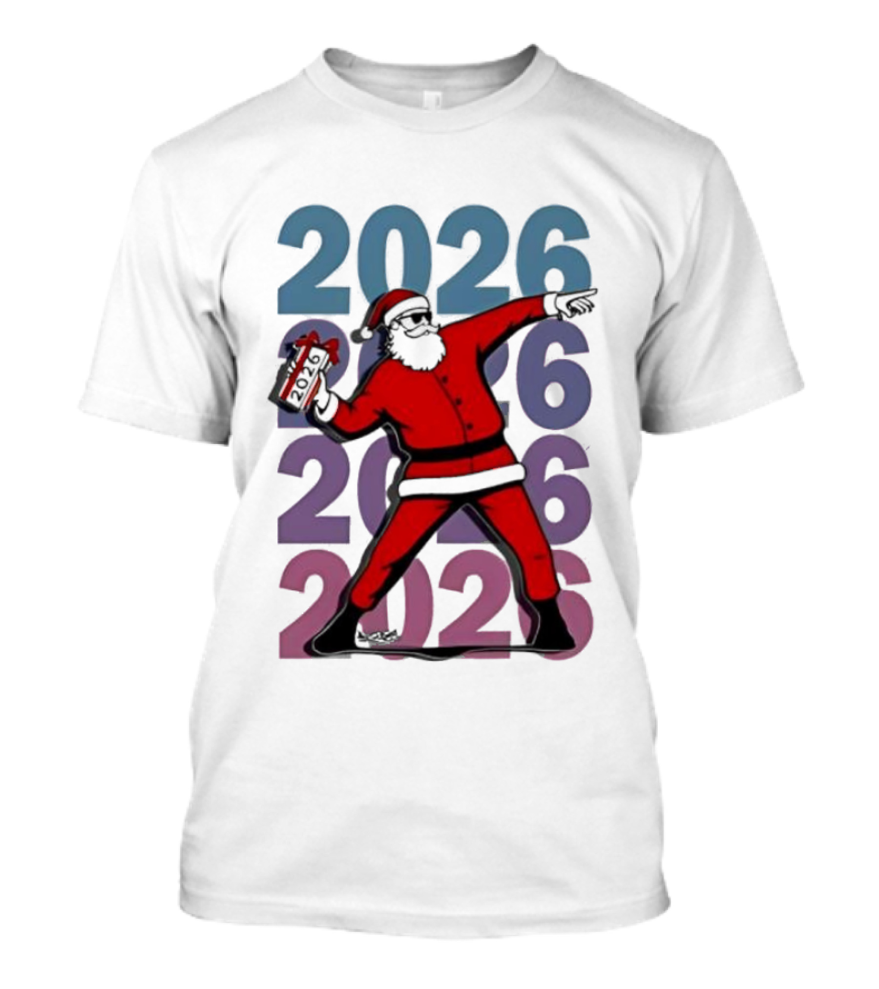 Dancing Santa 2026 Countdown Bold Repeat T-Shirt