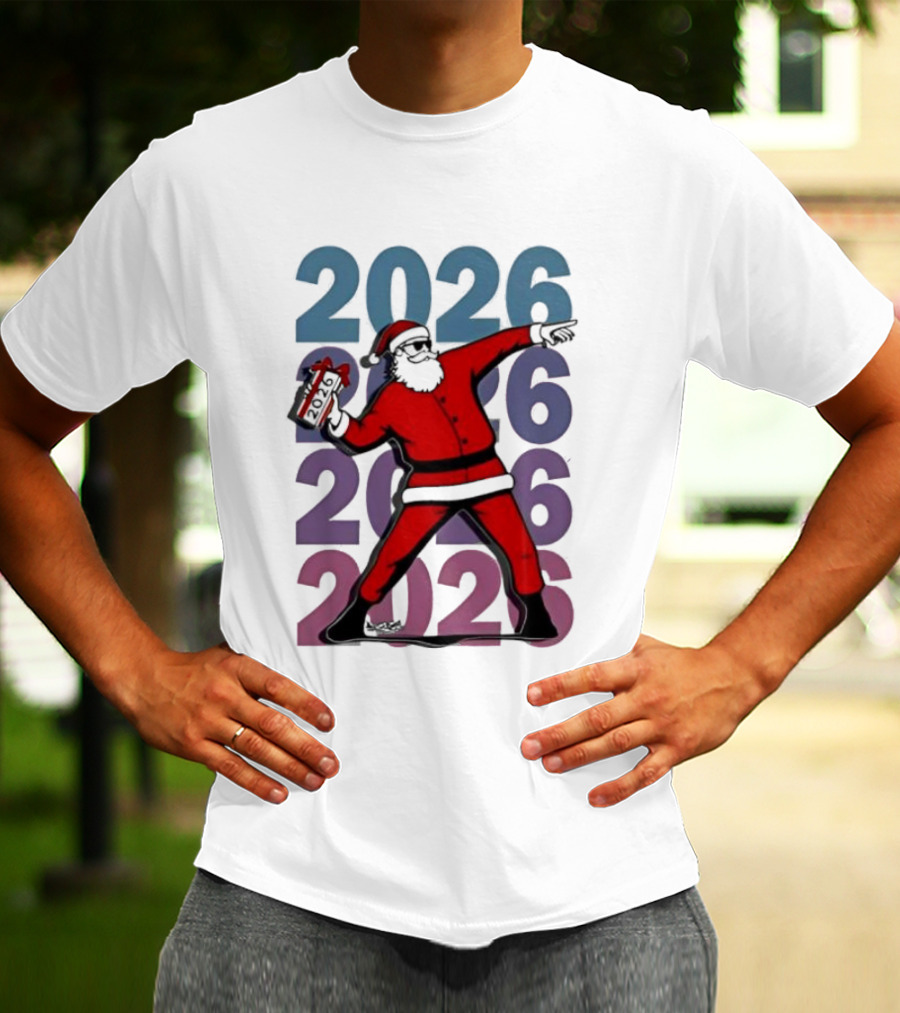 Dancing Santa 2026 Countdown Bold Repeat T-Shirt