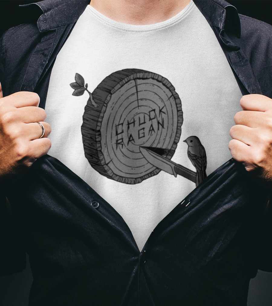 Chuck Ragan Target Practice Woodblock Bird Knife T-Shirt