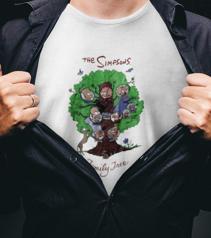 The Simpsons Family Tree Illustration With Iconic Characters Doubling As Branches T-Shirt