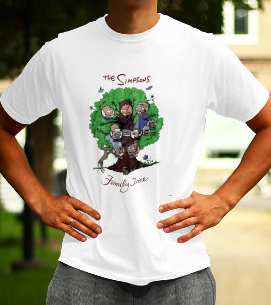 The Simpsons Family Tree Illustration With Iconic Characters Doubling As Branches T-Shirt
