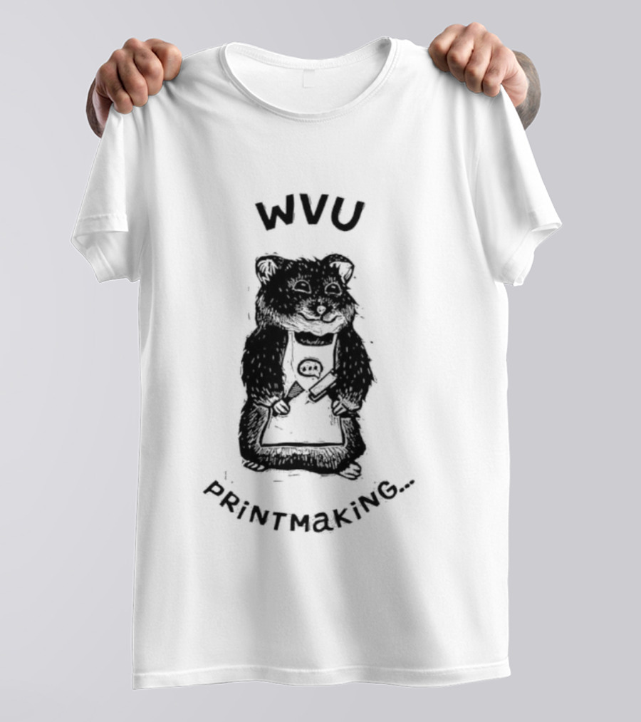 WVU Engraved Hamster Chef Printmaking T-Shirt