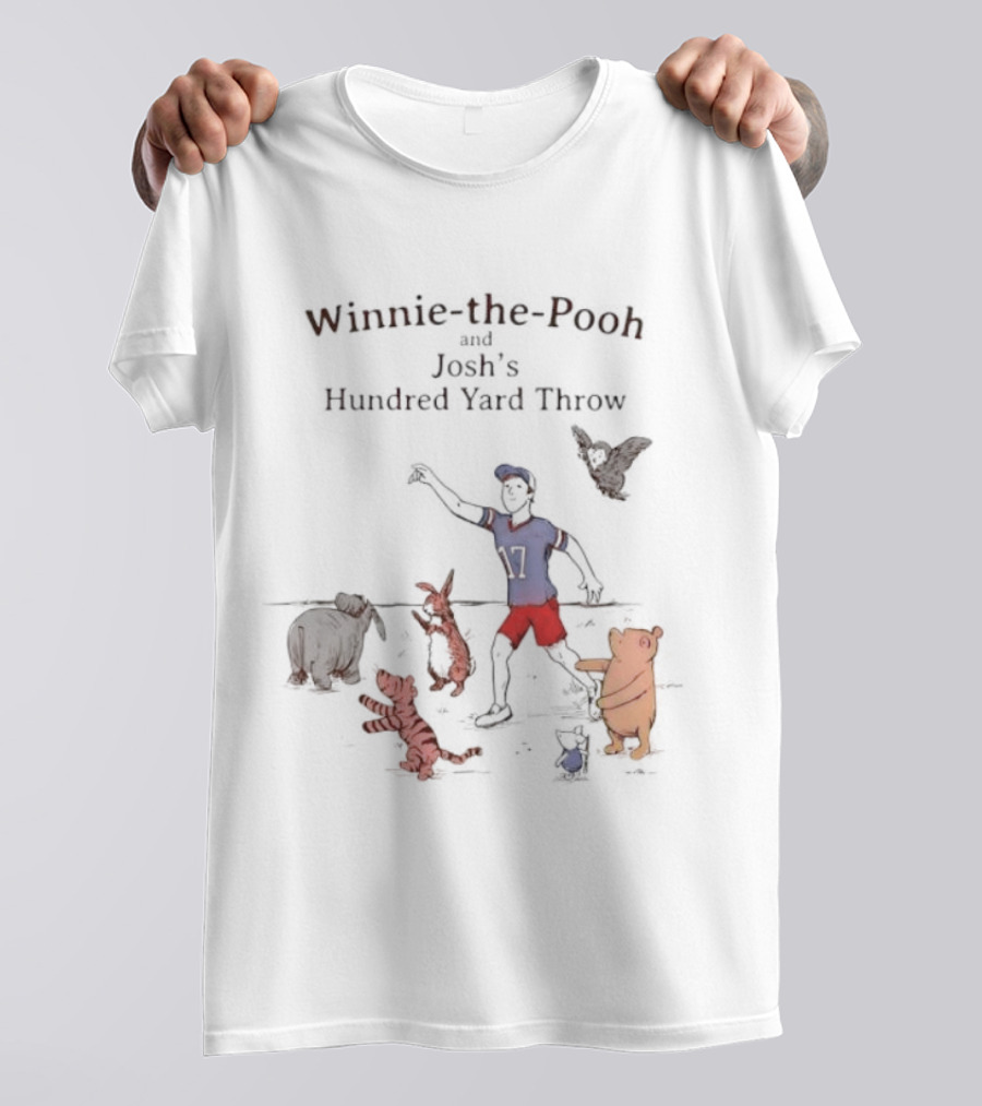 Winnie The Pooh Josh's Hundred Yard Throw Football Scene With Iconic Characters T-Shirt