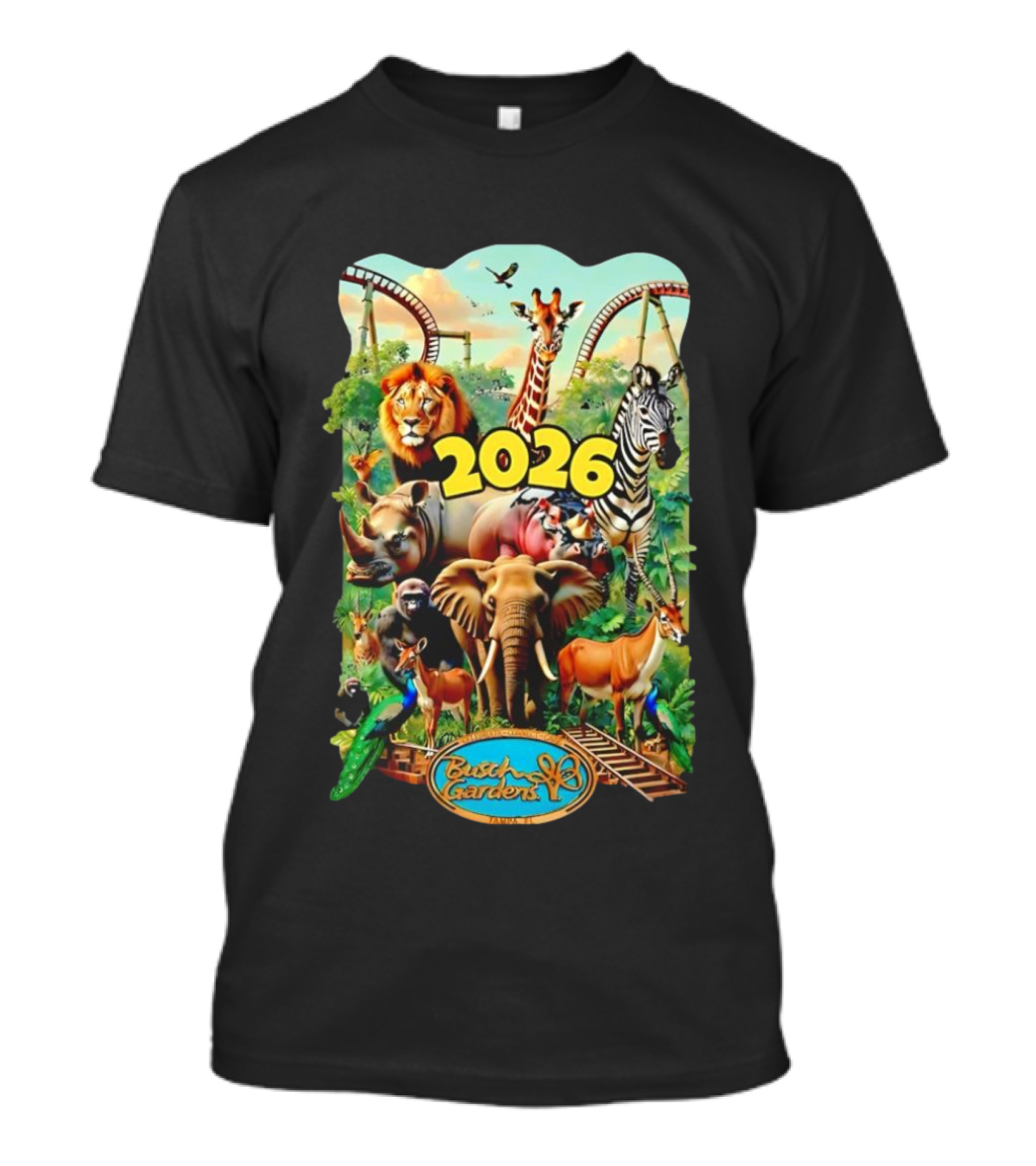 Busch Gardens 2026 Animals Lion Elephant Giraffe Zebra Tampa Roller Adventure T-Shirt